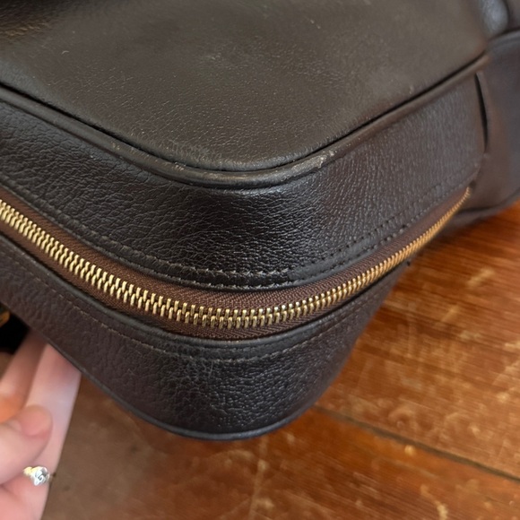 BROOKS BROTHERS  Vintage Brown Full Grain Thick Leather Briefcase Bag Gold Lock - Picture 11 of 16